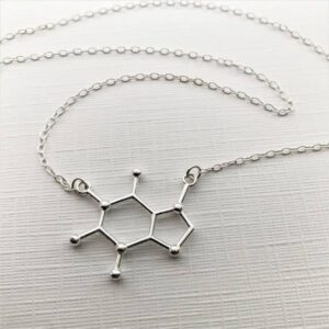 Caffeine Molecule Necklace (Silver-Toned)