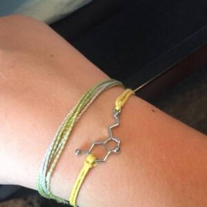 Serotonin Molecule Charm Bracelet (Black)